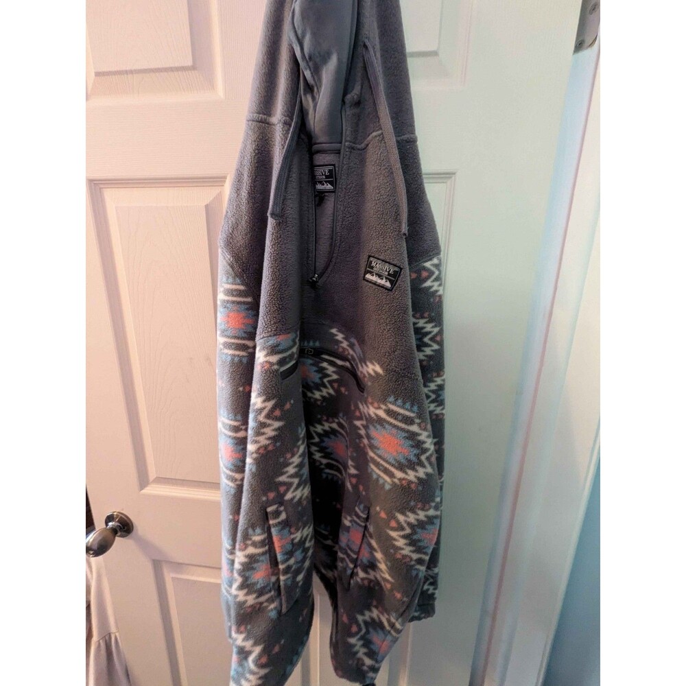 Massive Outdoor Aztec Fleece Hoodie Jacket Mens XL 1/4 Zip Southwest Pullover Gr